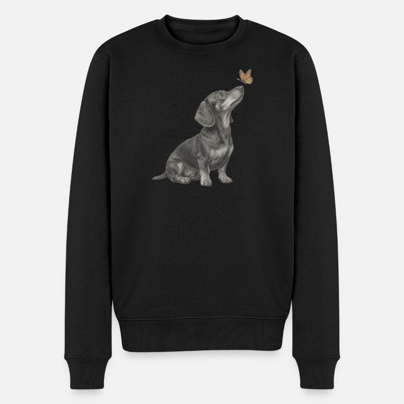Illustration de teckel avec chien papillon - Pull Premium bio Homme - noir