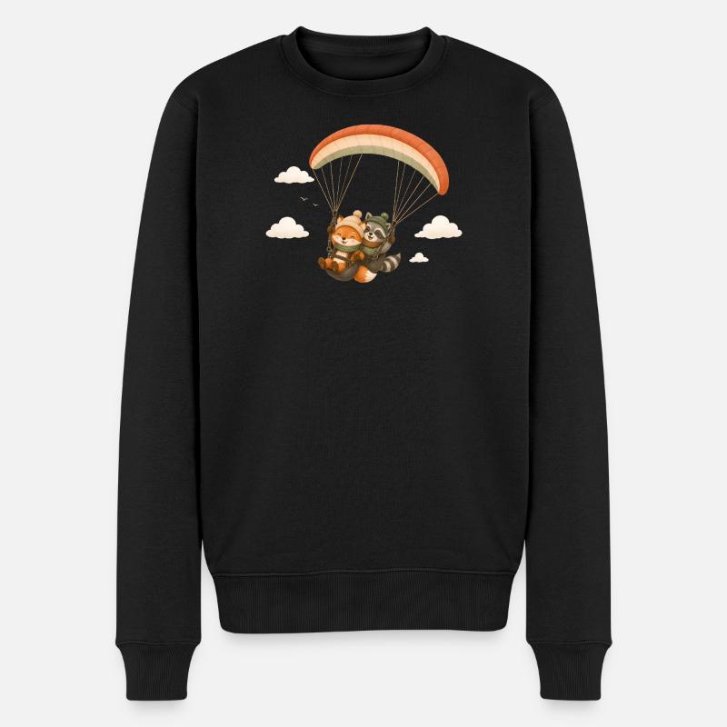 Tandemflug Fuchs Waschbär Cartoon - Männer Premium Bio Pullover - Schwarz
