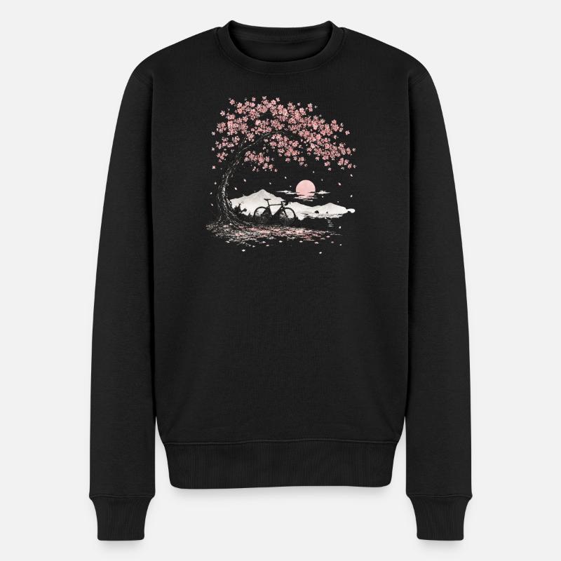 Vélo cerisier fleur de cerisier - Pull Premium bio Homme - noir