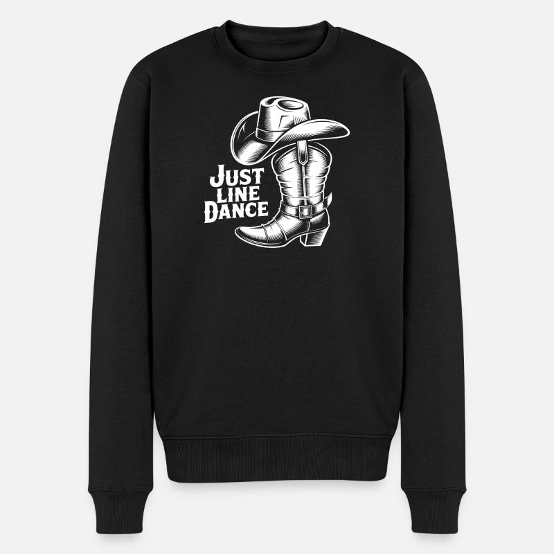 Line Dance Cowboy Stiefel - Männer Premium Bio Pullover - Schwarz