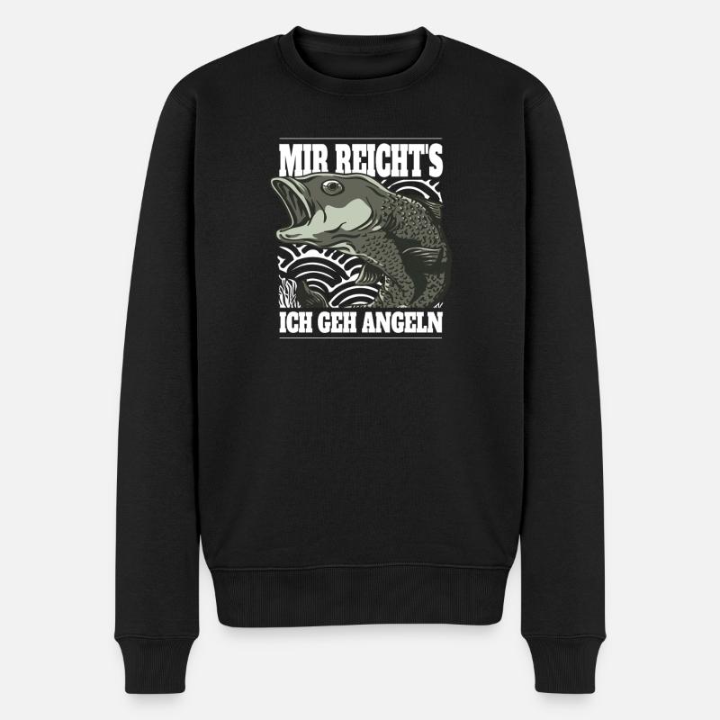 Angeln Spruch - Männer Premium Bio Pullover - Schwarz