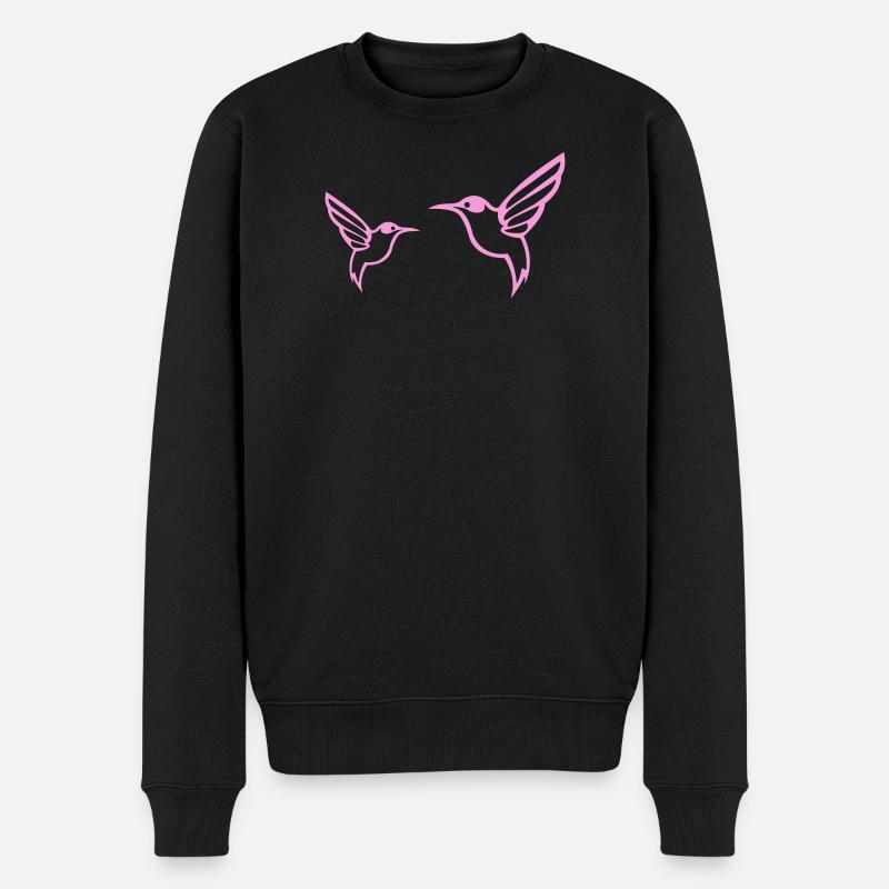 Zwei rosa Kolibris Linienkunst - Männer Premium Bio Pullover - Schwarz