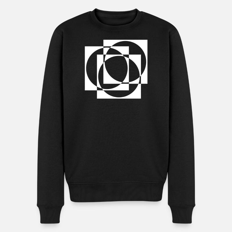 Superposent des cercles et carrés géométriques - Pull Premium bio Homme - noir