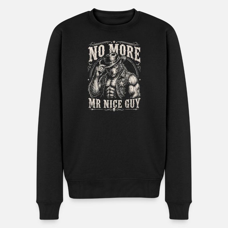 Kein netter Typ Cowboy - Männer Premium Bio Pullover - Schwarz