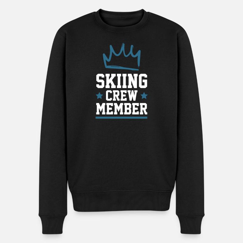 Skiing Crew - Männer Premium Bio Pullover - Schwarz