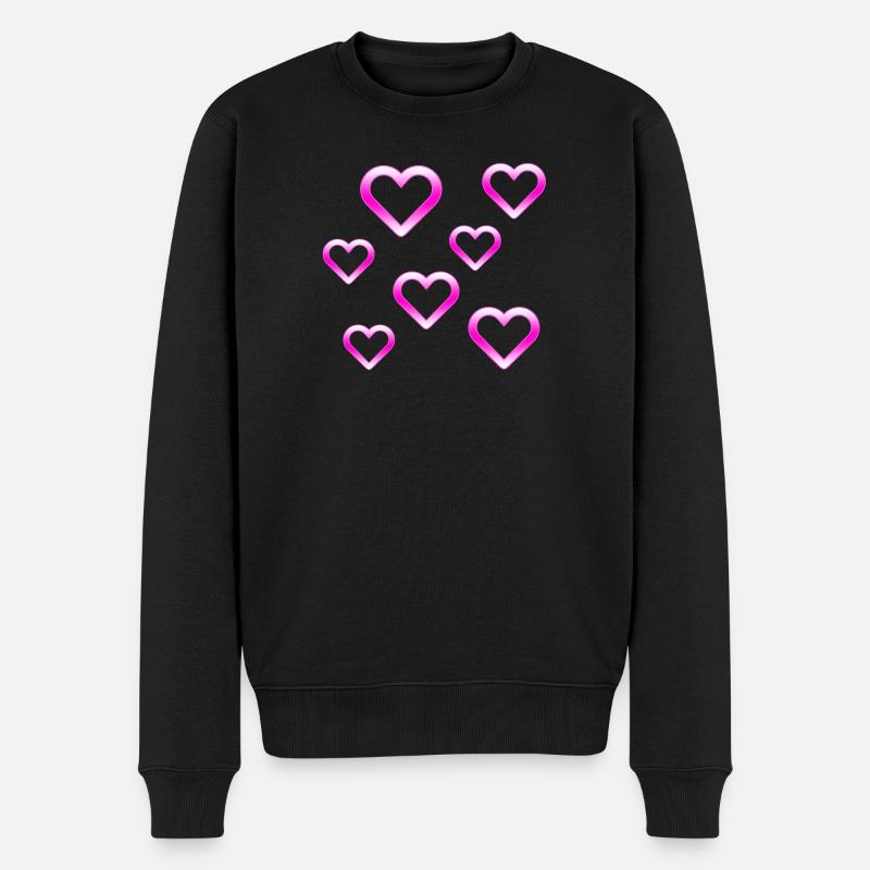Herzen - Männer Premium Bio Pullover - Schwarz