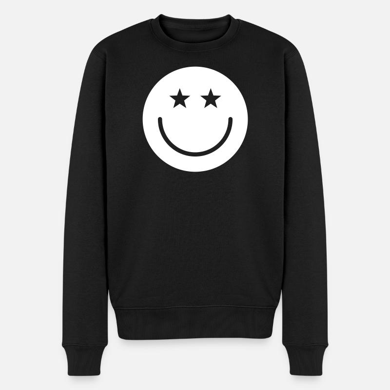 Smiley Design – Minimal & Positiv - Männer Premium Bio Pullover - Schwarz