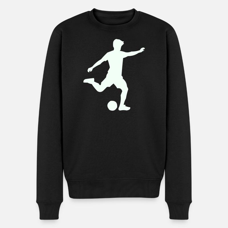 Kicker-Silhouette im Sprung - Männer Premium Bio Pullover - Schwarz