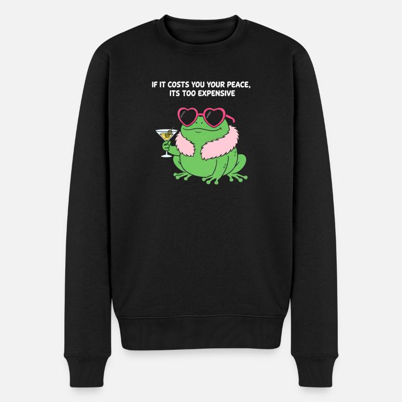 Friedlicher Frosch-Martini - Männer Premium Bio Pullover - Schwarz