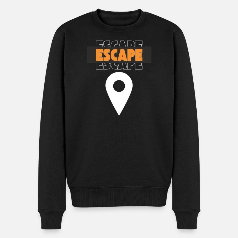 Escape Map-Pin-Design - Männer Premium Bio Pullover - Schwarz