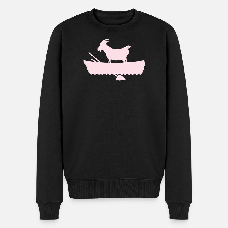 G.O.A.T. Ziege im Boot rosa - Männer Premium Bio Pullover - Schwarz