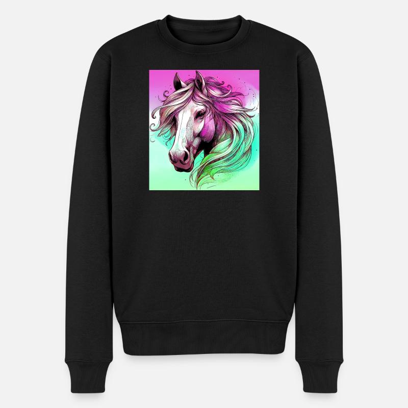 Pferd - Männer Premium Bio Pullover - Schwarz