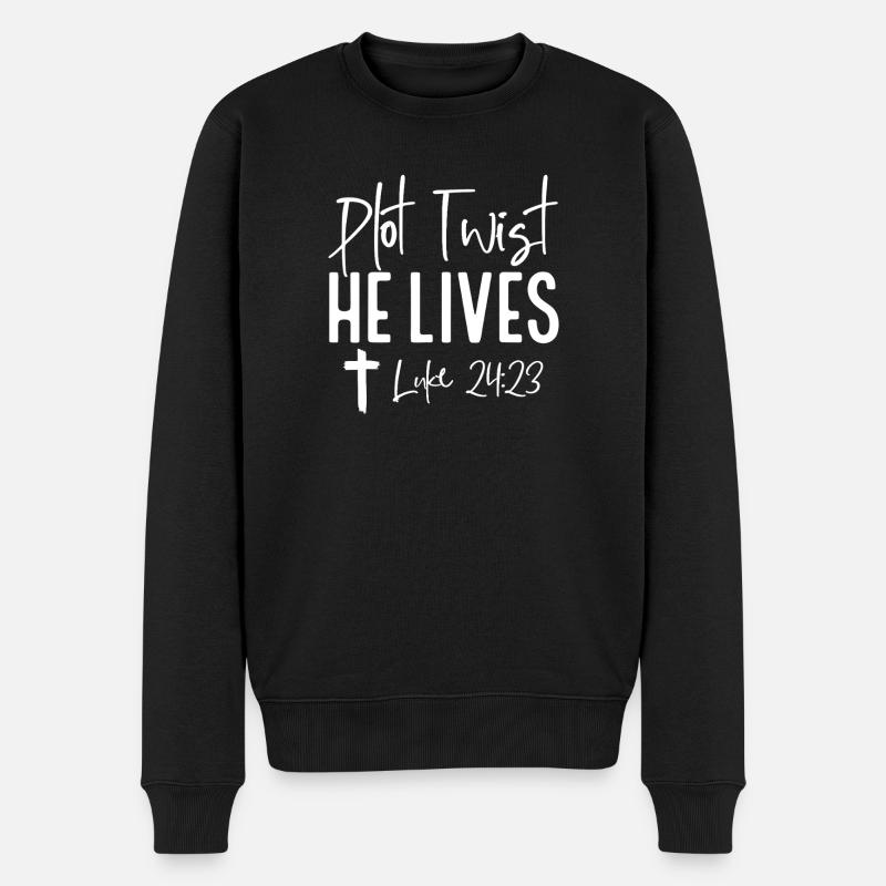 Rebondissement : Il vit Luc 24:23 - Pull Premium bio Homme - noir