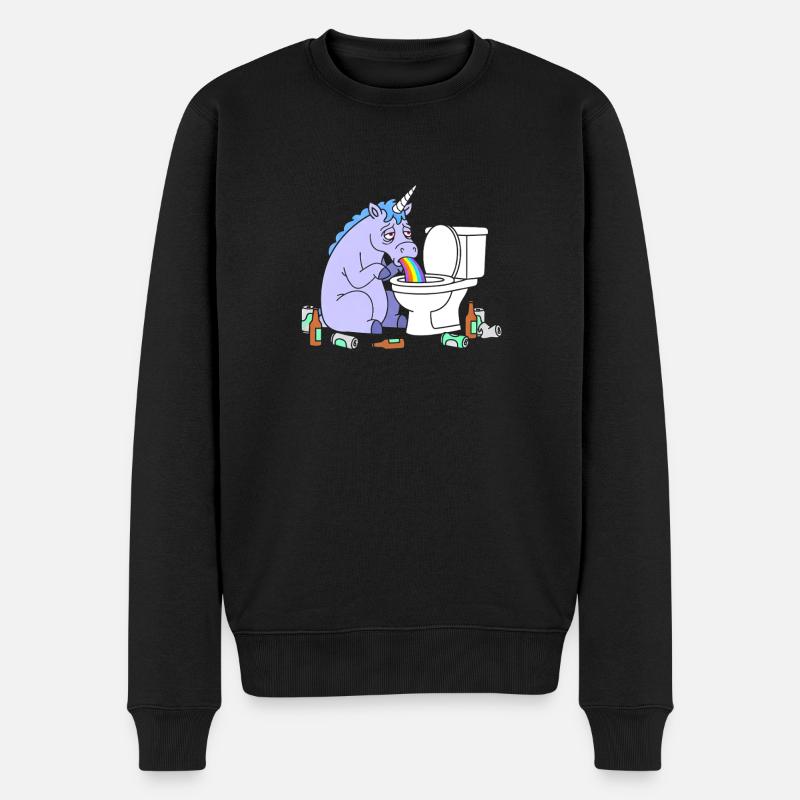 Klo Regenbogen Einhorn - Männer Premium Bio Pullover - Schwarz