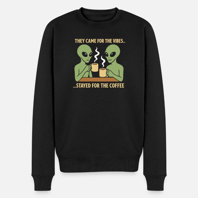 Alien-Kaffeeliebhaber - Männer Premium Bio Pullover - Schwarz