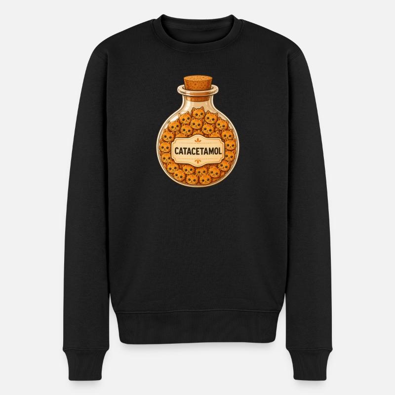 Bouteille de catacétamol de chats - Pull Premium bio Homme - noir