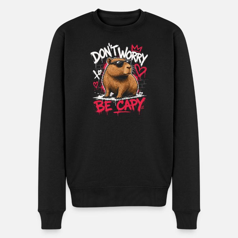 Don't Worry Be Capy - Männer Premium Bio Pullover - Schwarz