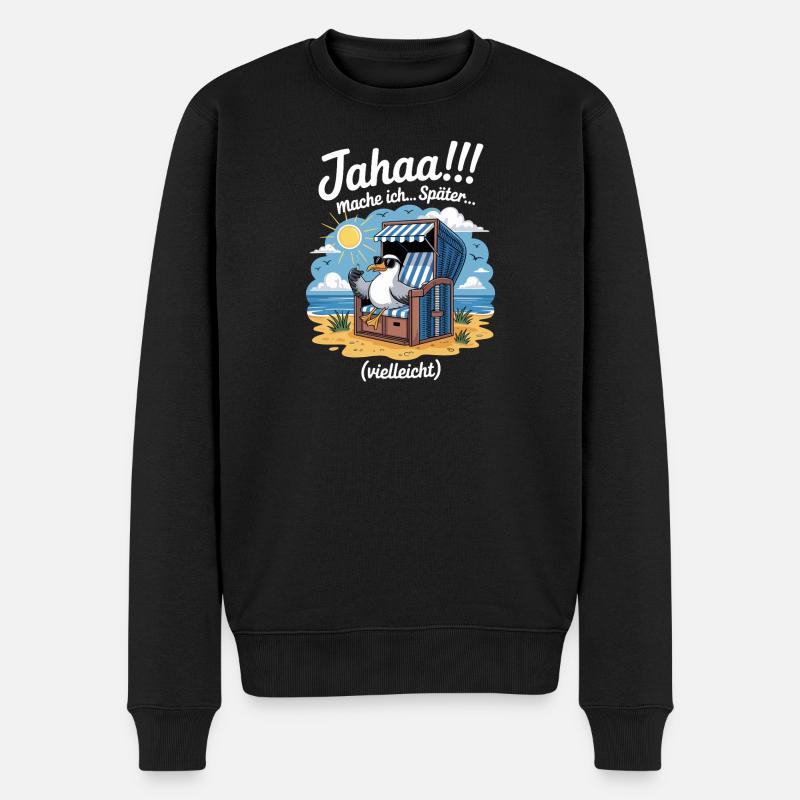  Jahaa mache ich spaeter vielleicht Moewe - Männer Premium Bio Pullover - Schwarz