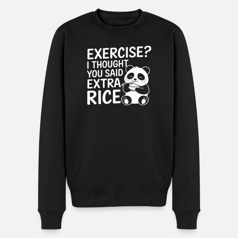 Panda fordert Extra Reis - Männer Premium Bio Pullover - Schwarz