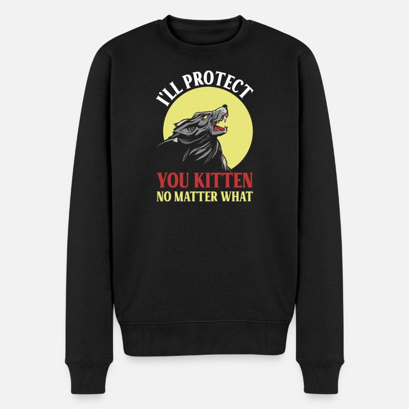 Protective wolf for kittens - Men's Premium Organic Jumper - black