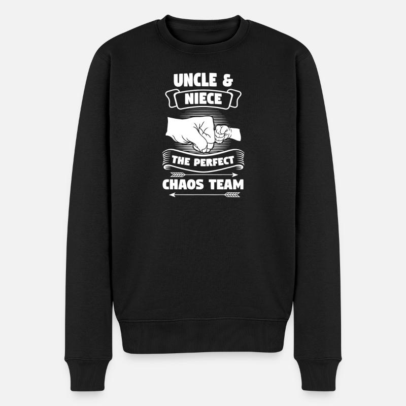 Onkel Nichte Chaos-Team - Männer Premium Bio Pullover - Schwarz