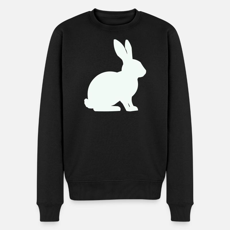 Hase Silhouette Minimal - Männer Premium Bio Pullover - Schwarz