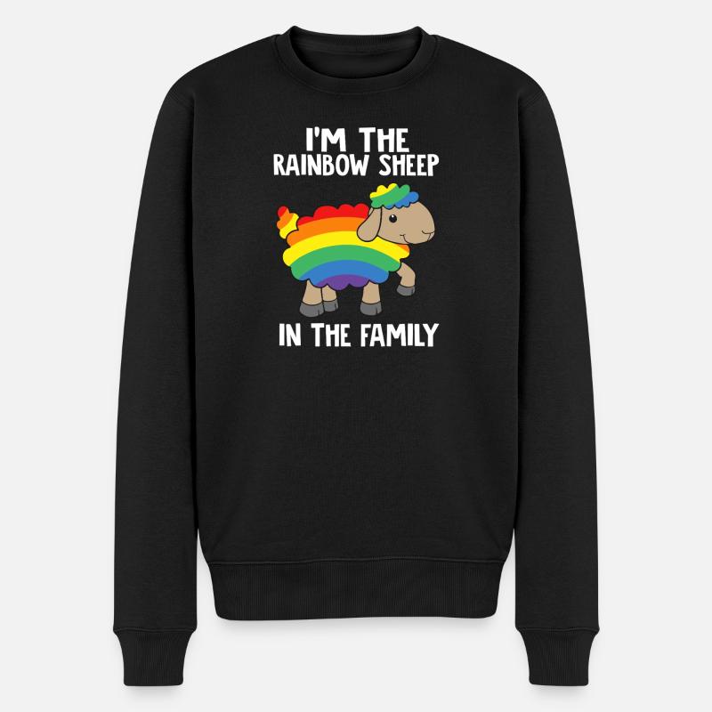 Regenbogenschaf in der Familie - Männer Premium Bio Pullover - Schwarz