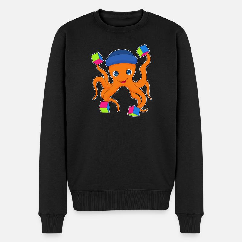 Krake Würfel - Männer Premium Bio Pullover - Schwarz