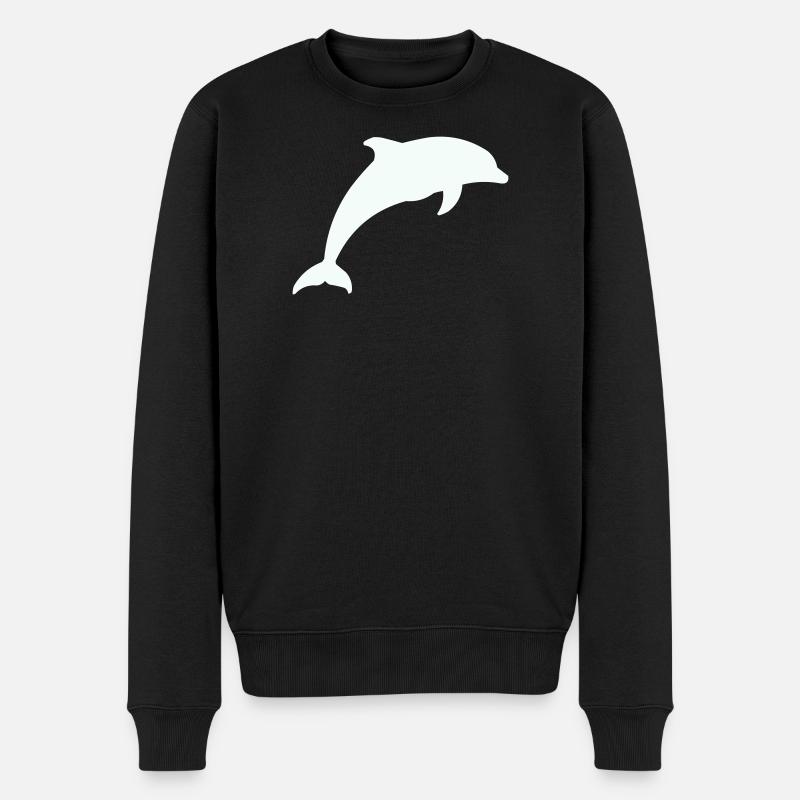 Silhouette de dauphin lumineux - Pull Premium bio Homme - noir
