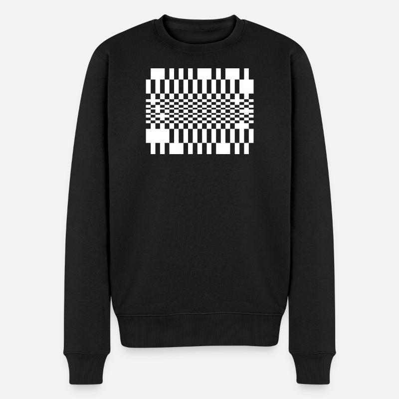 Optisches Wellengitter - Männer Premium Bio Pullover - Schwarz