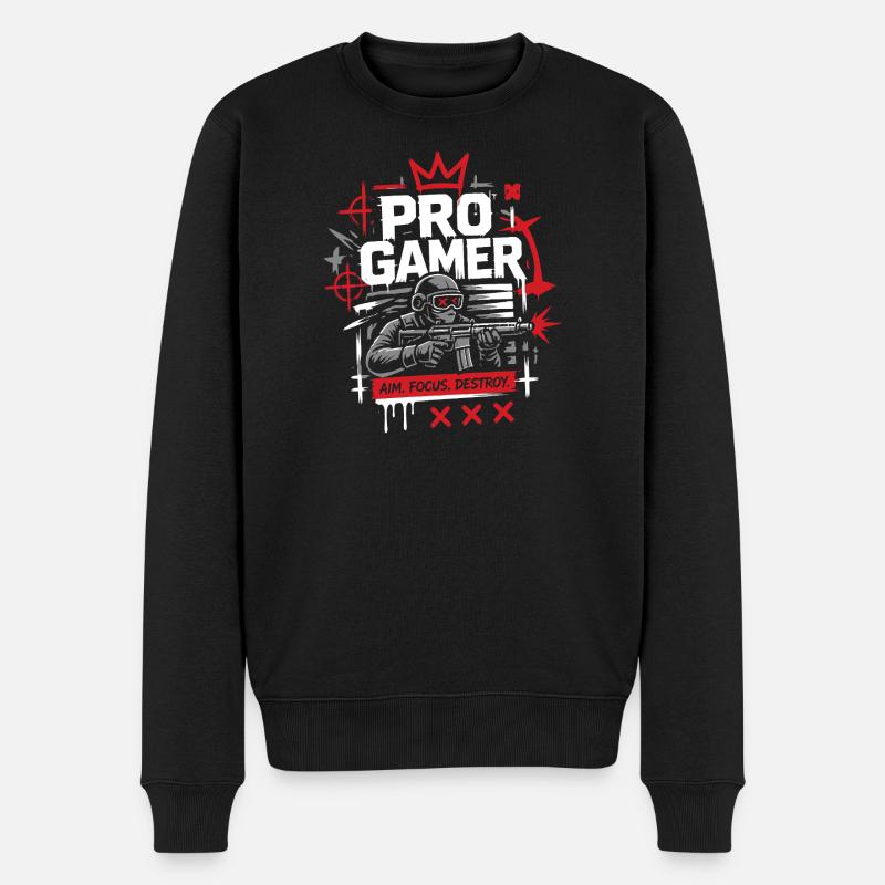 No Luck Just Skill Gamer - Männer Premium Bio Pullover - Schwarz