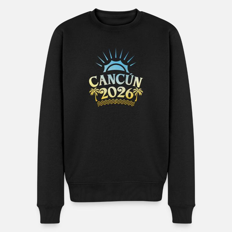 Cancun 2026 Bunt - Männer Premium Bio Pullover - Schwarz