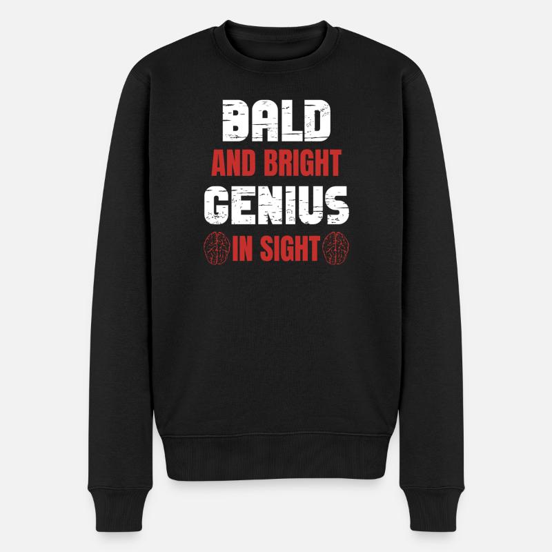 Glatzköpfiges Brillantes Genie - Männer Premium Bio Pullover - Schwarz