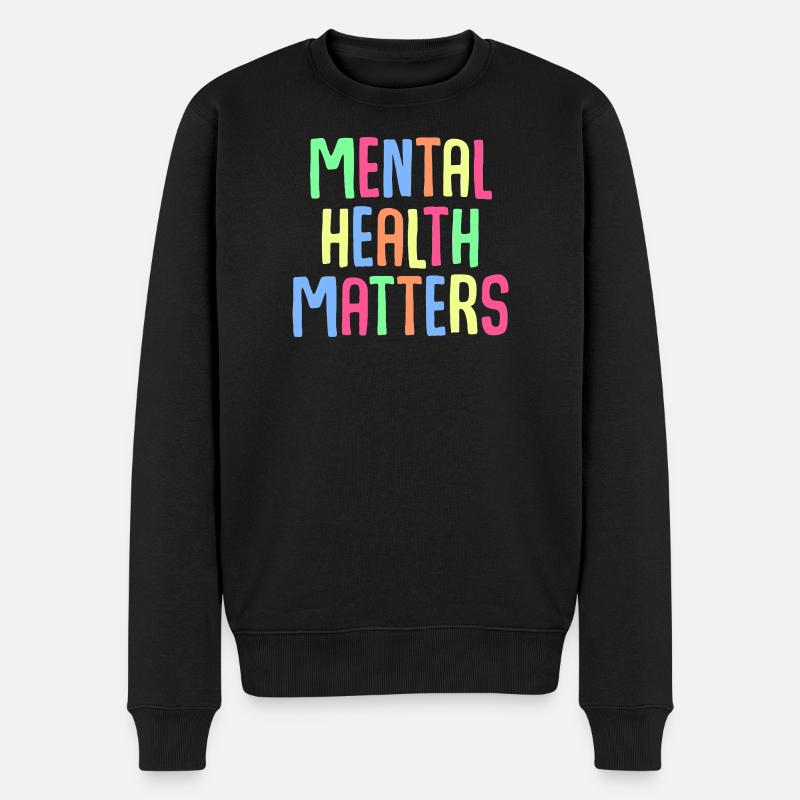 Mental Health Matters Neon-Briefe - Männer Premium Bio Pullover - Schwarz