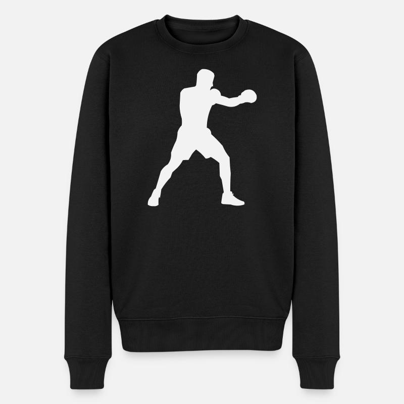 Boxsilhouette Kraftschub - Männer Premium Bio Pullover - Schwarz