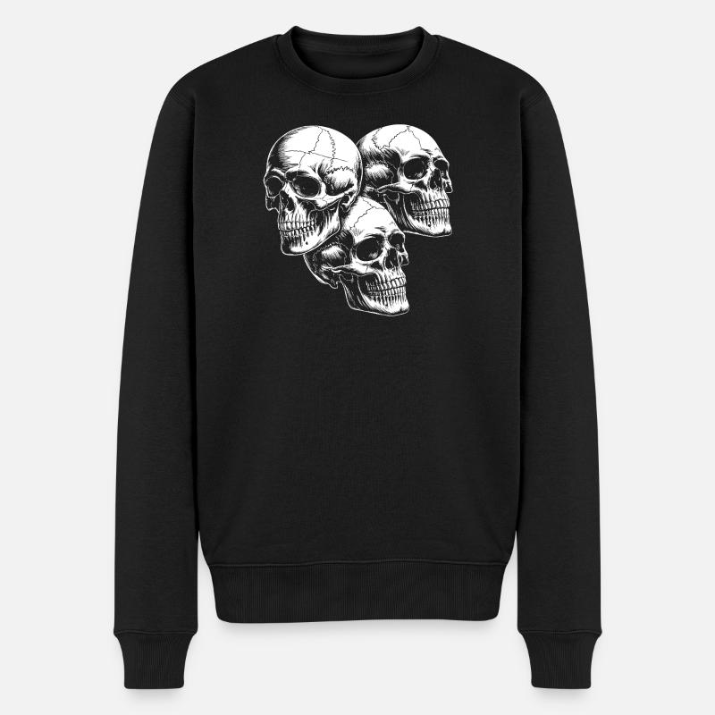 Dreier Schädel Silhouette - Männer Premium Bio Pullover - Schwarz
