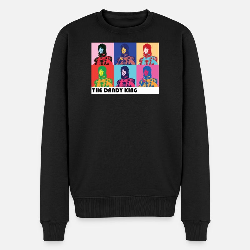 Dandy King Pop-Art-Porträt - Männer Premium Bio Pullover - Schwarz