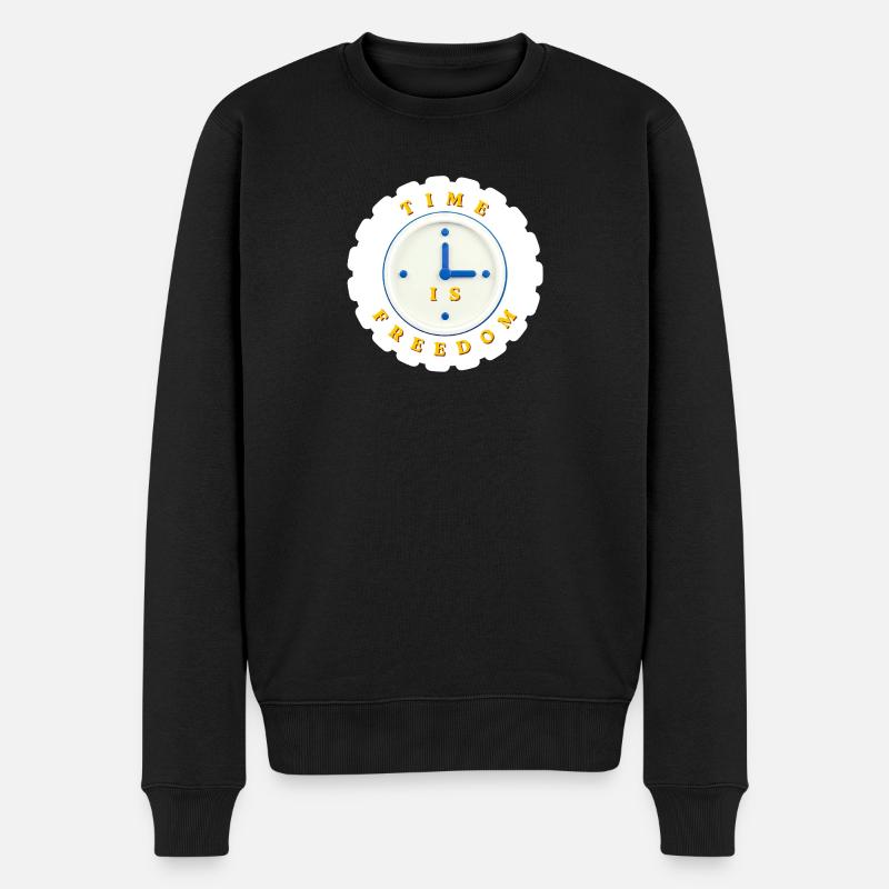 Zeit ist Freiheit - Männer Premium Bio Pullover - Schwarz