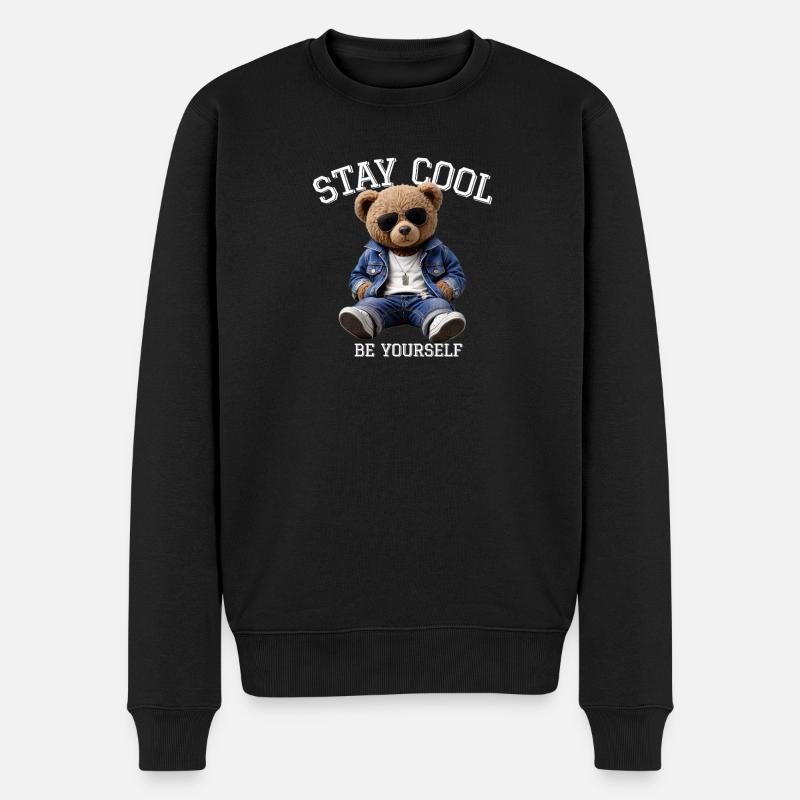 Reste calme, sois toi-même, Teddy - Pull Premium bio Homme - noir