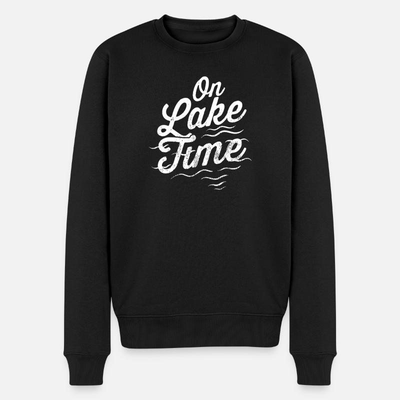 Lettres manuscrites sur Lake Time - Pull Premium bio Homme - noir
