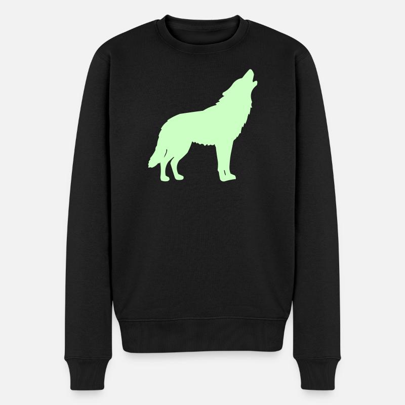 Silhouette de loup vert néon - Pull Premium bio Homme - noir