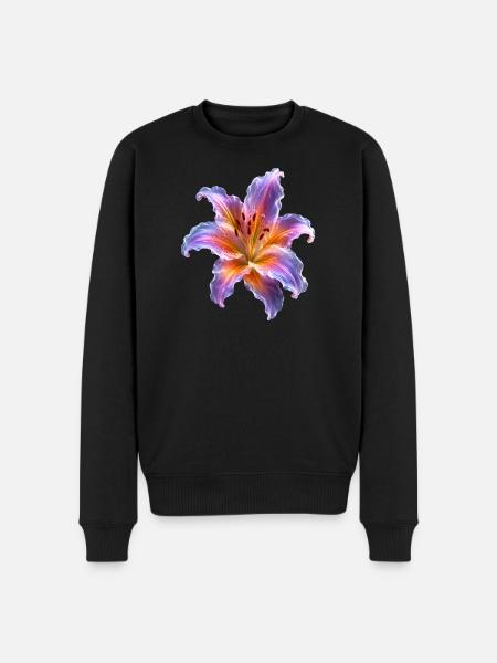 Motif floral abstrait Glowing Lily - Pull Premium bio Homme - noir