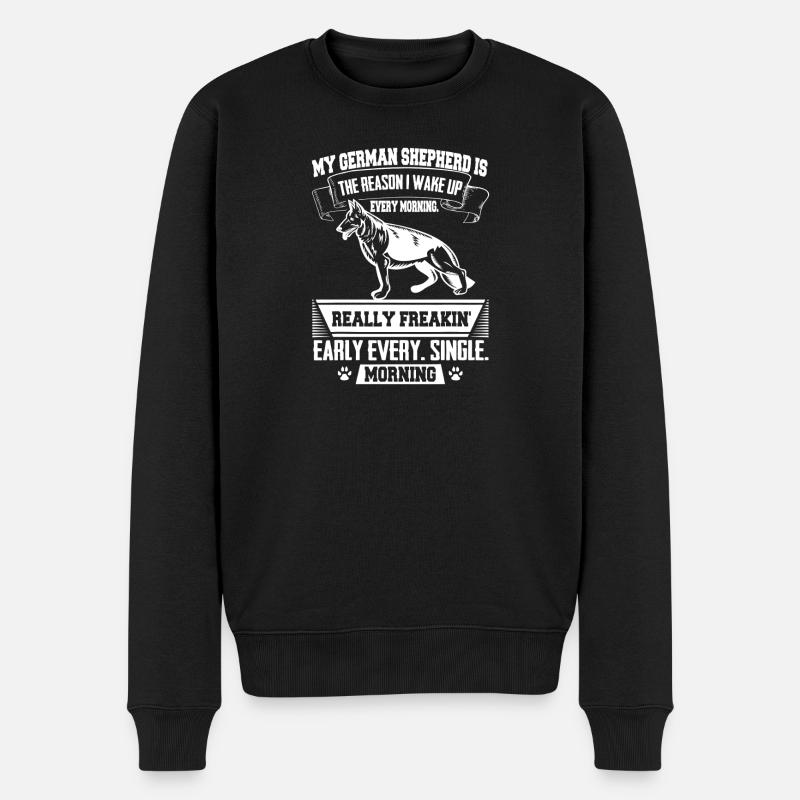 Frühmorgens Hunde-Meme-Tee - Männer Premium Bio Pullover - Schwarz