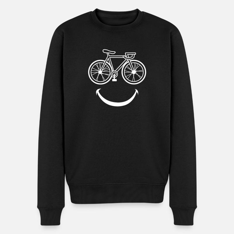 Lächelnde Fahrradlinien-Kunst - Männer Premium Bio Pullover - Schwarz