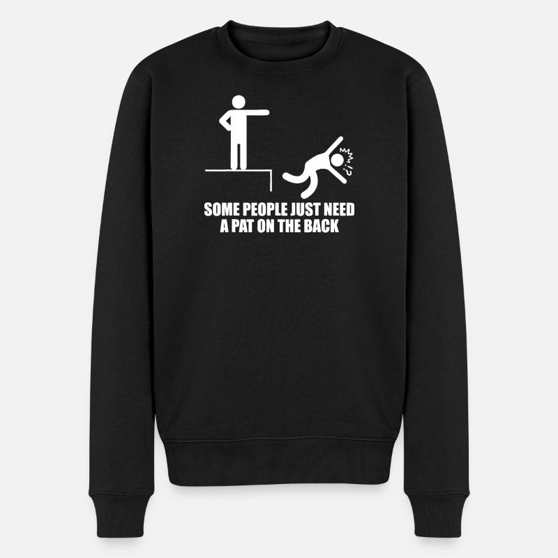 Klopfen auf die Rückenrettung - Männer Premium Bio Pullover - Schwarz