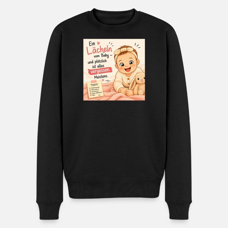 Babylächeln: Vergessen Meistens - Männer Premium Bio Pullover - Schwarz