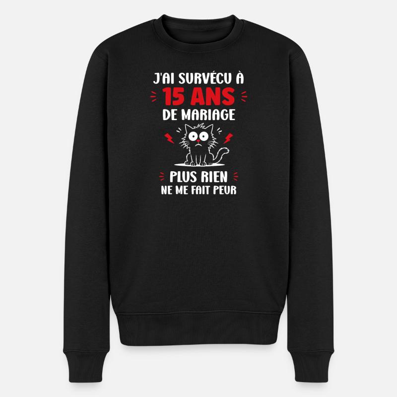 15 ans de mariage - Pull Premium bio Homme - noir