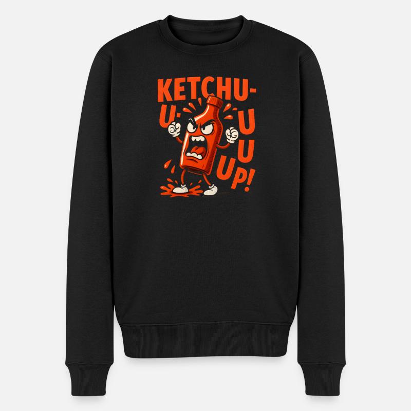 Wütende Ketchupflasche - Männer Premium Bio Pullover - Schwarz