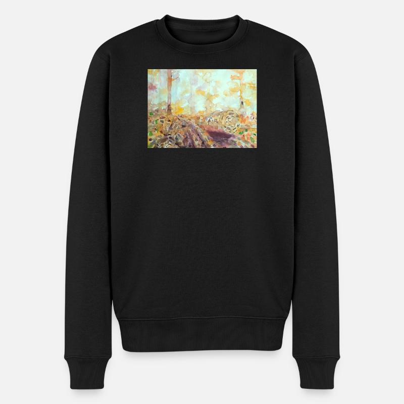 Paysage aquarelle forestier automne - Pull Premium bio Homme - noir