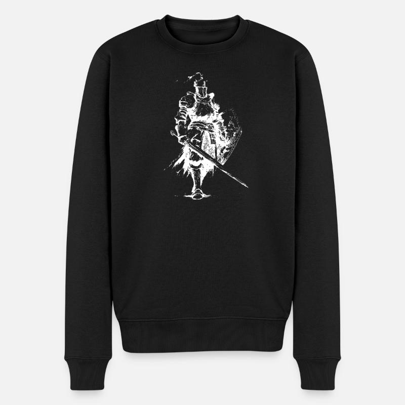 Medieval Knight Silhouette with Lance - Men's Premium Organic Jumper - black